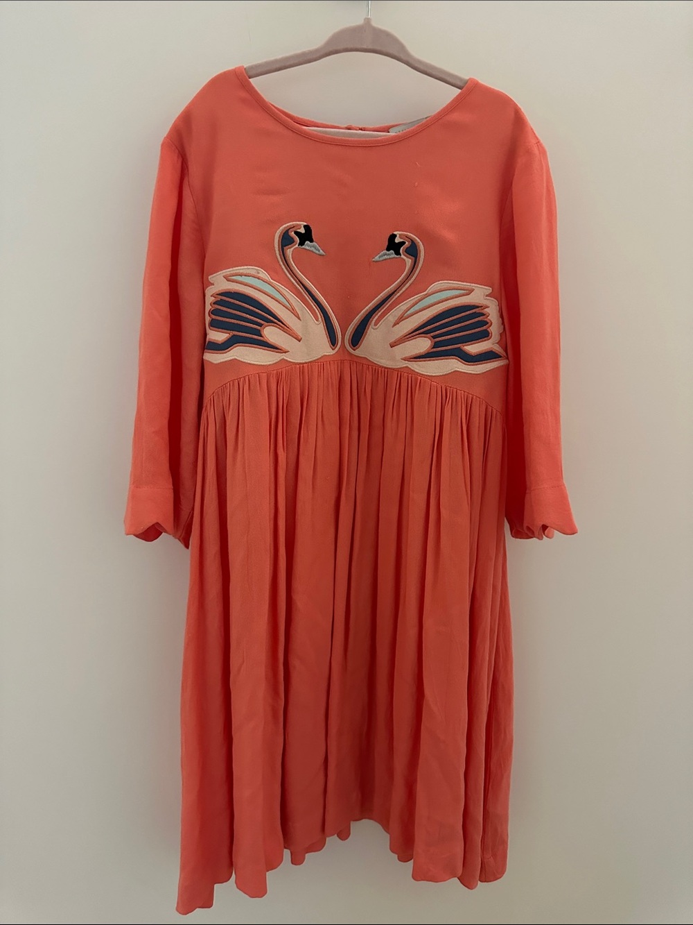 Stella McCartney KIDS Coral Dress with Swan Embroidery Sz 10 years
